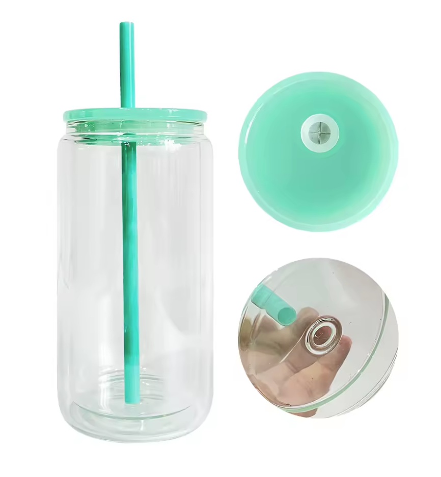 5pk Acrylic Snowglobe with plastic lids and straws