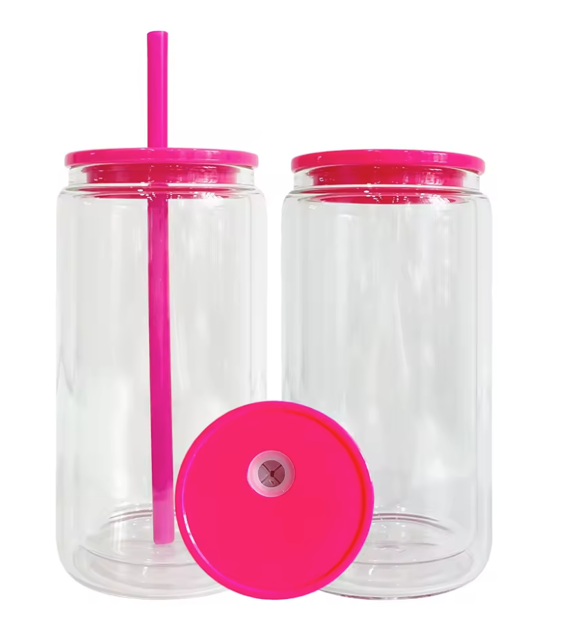 3pk Acrylic Snowglobe with plastic lids and straws