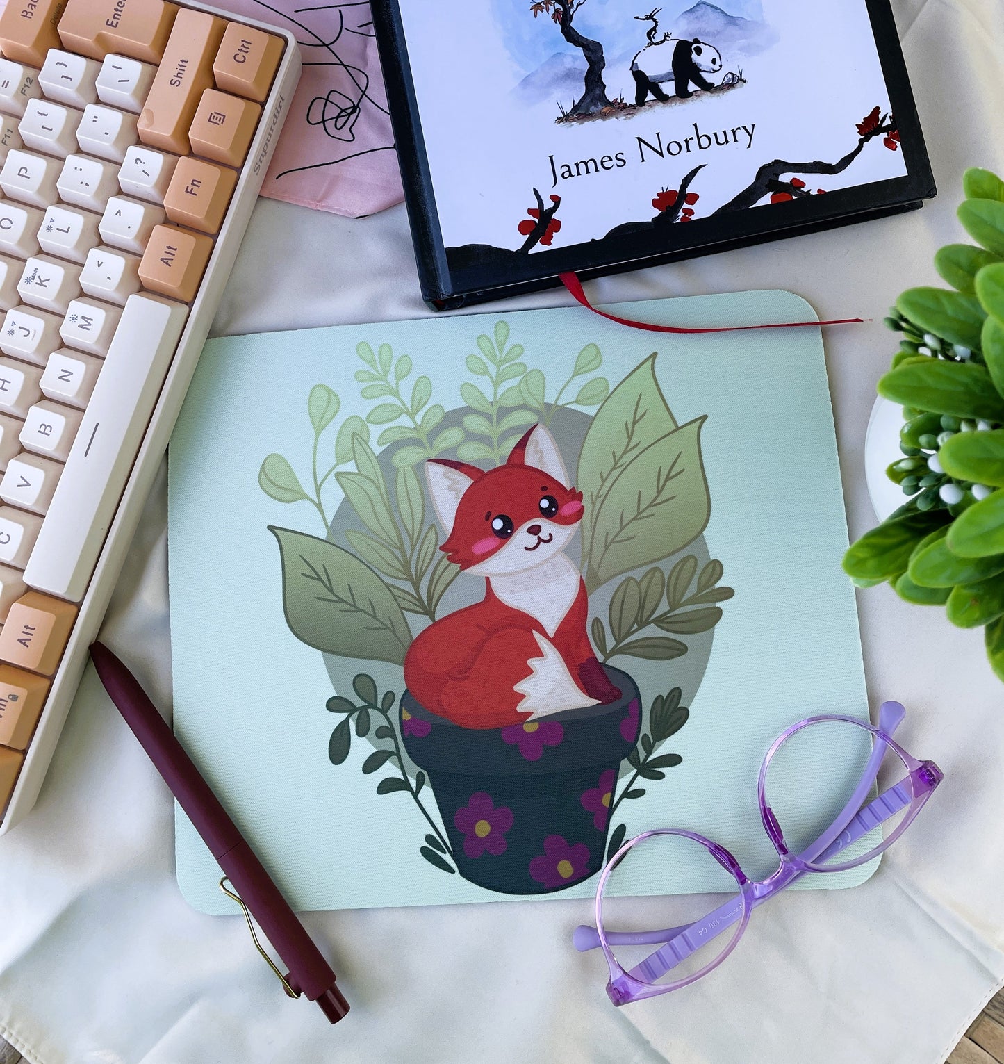 Kawaii Fox, Lovely Fox Mouse Pad | Cute Cartoon Fox Mousepad | Desktop Protection Decoration | Mouse Pad For Gaming.