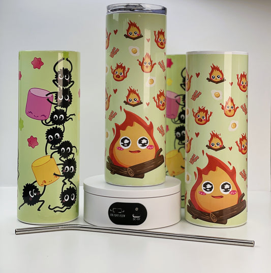 20oz Tumbler | Cute Fire Anime | Reusable Straw