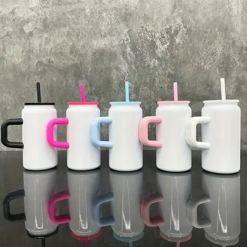5 cups bundle 16oz Stainless Steel Tumbler with Colorful Lid & Plastic Straw Reusable Cup Portable Drinkware