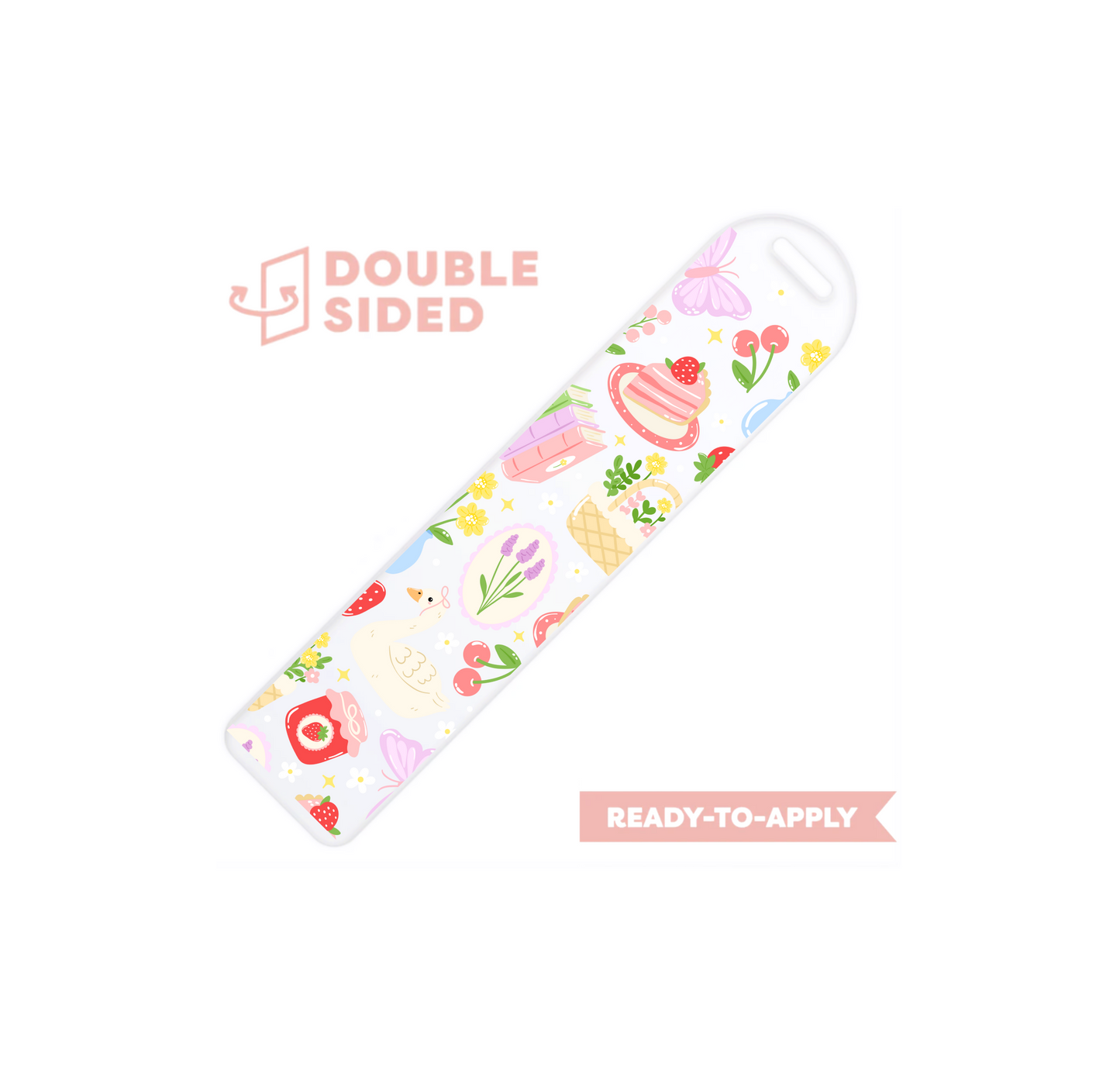 [ Double Sided ] Bookmark UV DTF Decal | Strawberry Jam