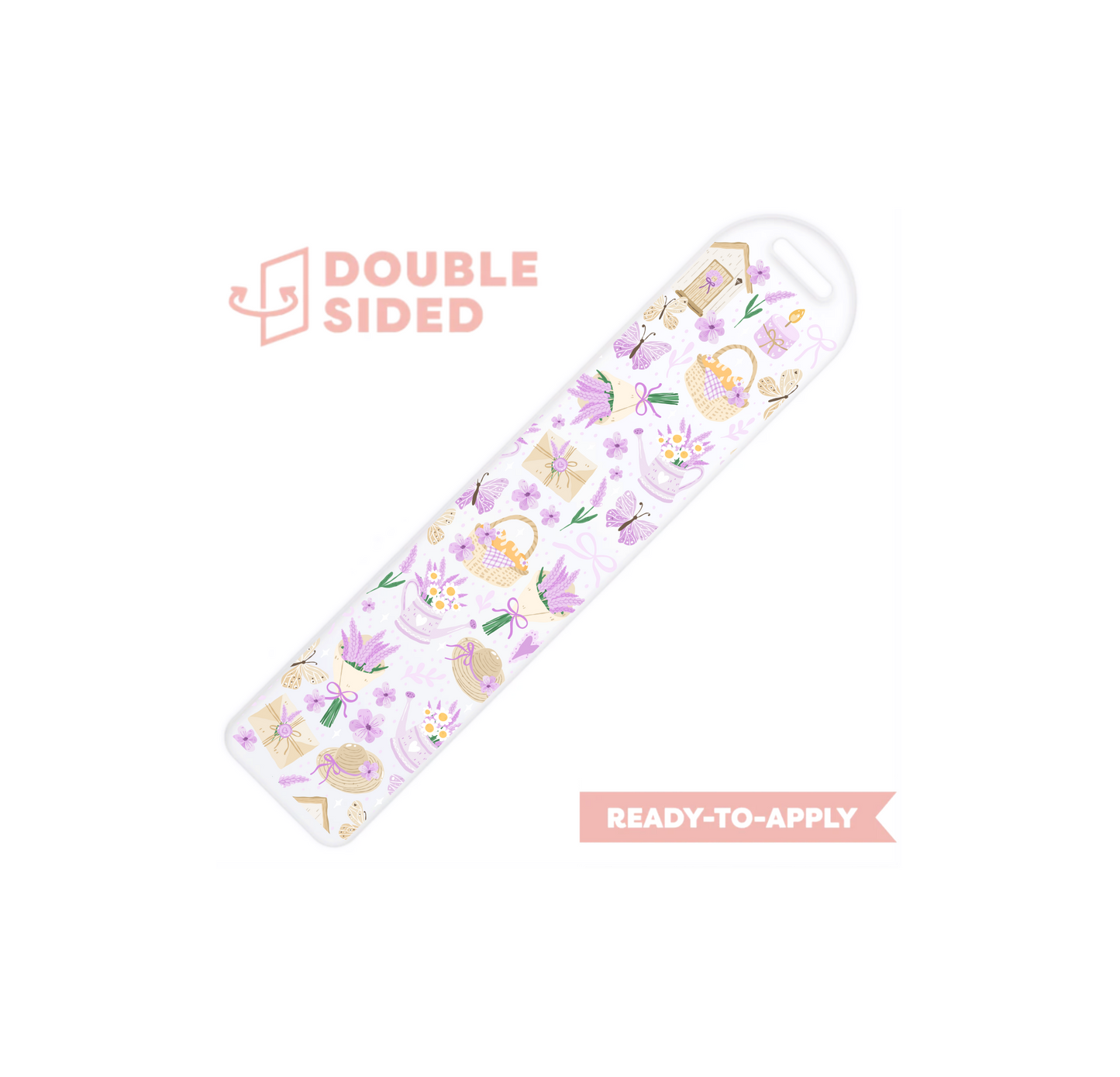 [ Double Sided ] Bookmark UV DTF Decal | Lavender Picnic Field