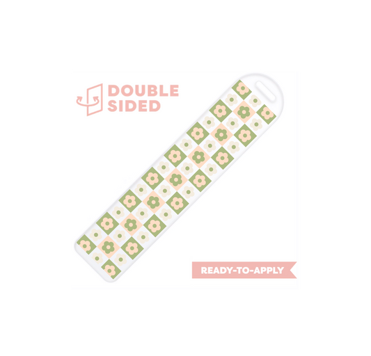 [ Double Sided ] Bookmark UV DTF Decal | Retro Flower Matcha