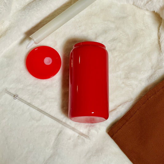 16oz Red Glass Cup (We Put The Wrap For You) Go ADD the wrap you like to your Cart  too and check out!