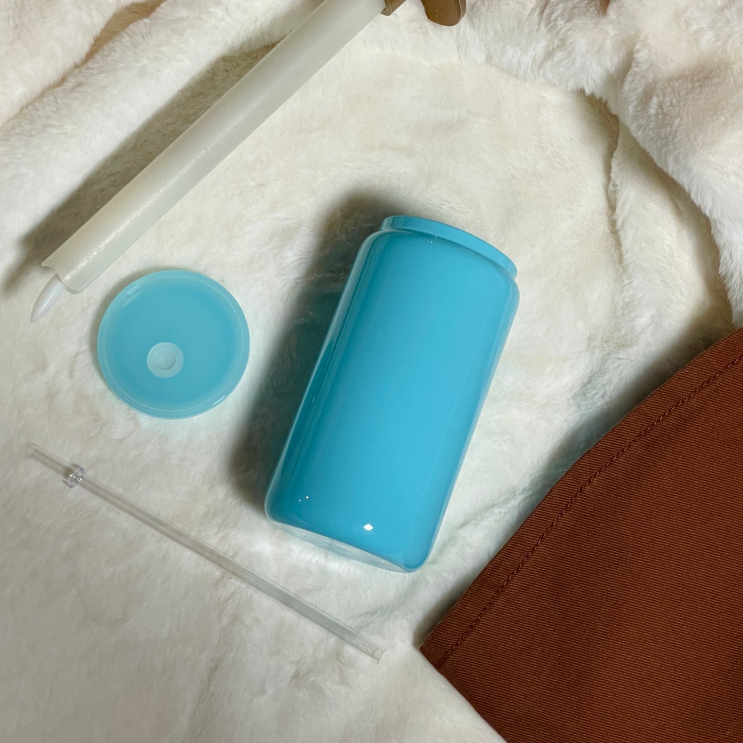 16oz Blue Glass Cup (We Put The Wrap For You) Go ADD the wrap you like to your Cart  too and check out!