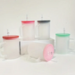 5pk Frosted Glass Cups With Handles