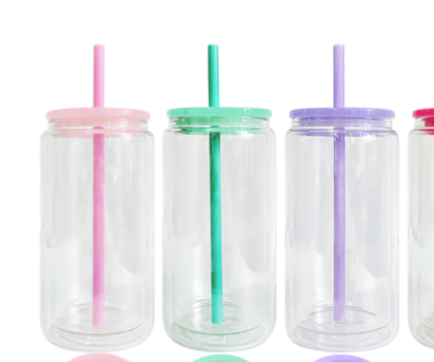 3pk Acrylic Snowglobe with plastic lids and straws