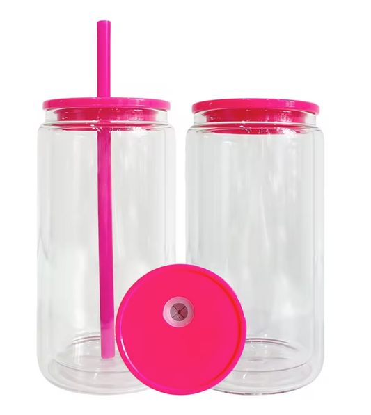 5pk Acrylic Snowglobe with plastic lids and straws