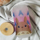 Glass Tumbler / Anime / Manga / Kawaii / Cute/Pink / Glass Cup with Lid / Reusable Straw/ Kawaii Glass/ anime/Beer Can Glass/ frosted.