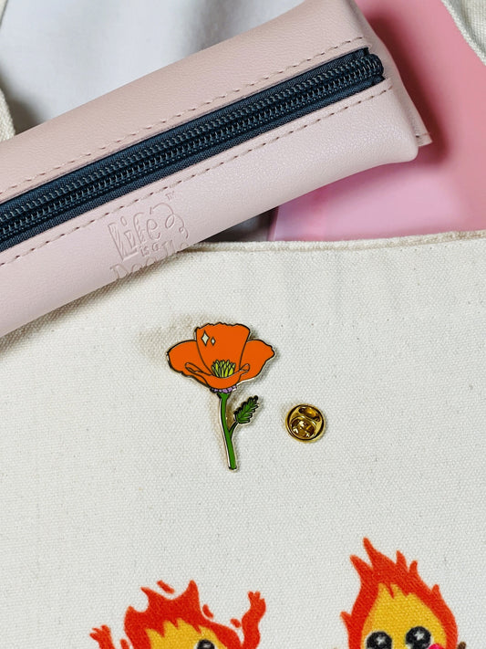 California Poppy Enamel Pin|Poppy Wildflower Spring Enamel Pin