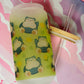 Glass Tumbler w/ Lid & Straw / Sleepy Cute Anime / Kawaii / Reusable